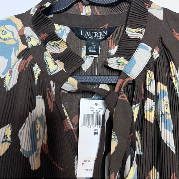 Lauren Ralph Lauren Women’s Floral Pleated Georgette Blouse Size: Medium - Picture 3 of 3